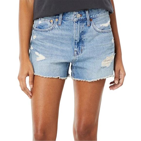 Madewell Relaxed Denim Distressed Raw Hem Jeans Shorts Size 18W - Picture 1 of 15